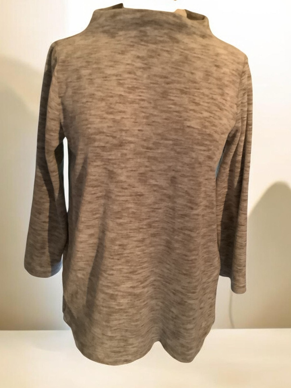J. Jill Heathered Taupe Mock Neck Long-Sleeve Top